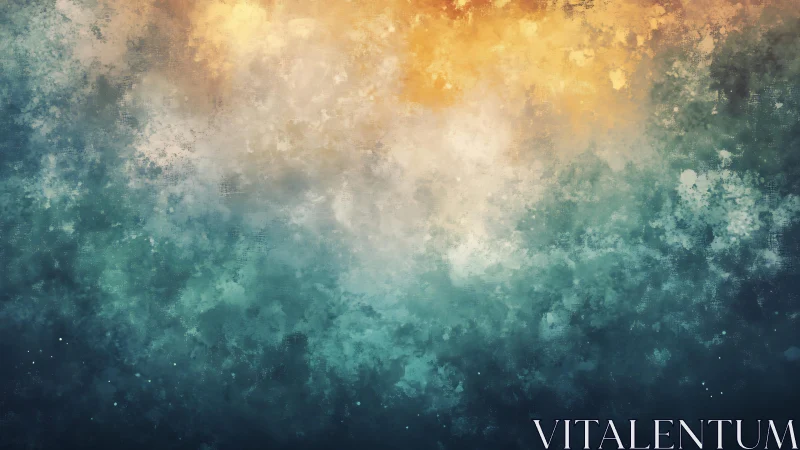 Abstract sky-inspired digital painting with blue and gold tones.