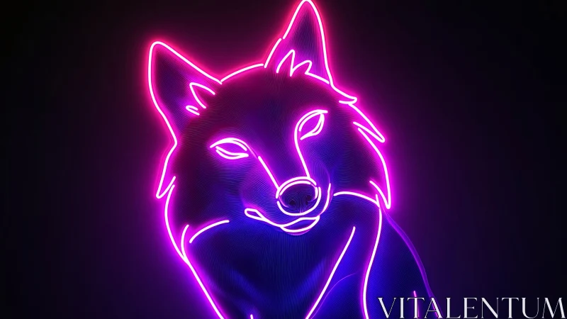 Neon magenta wolf outline glows against deep black void