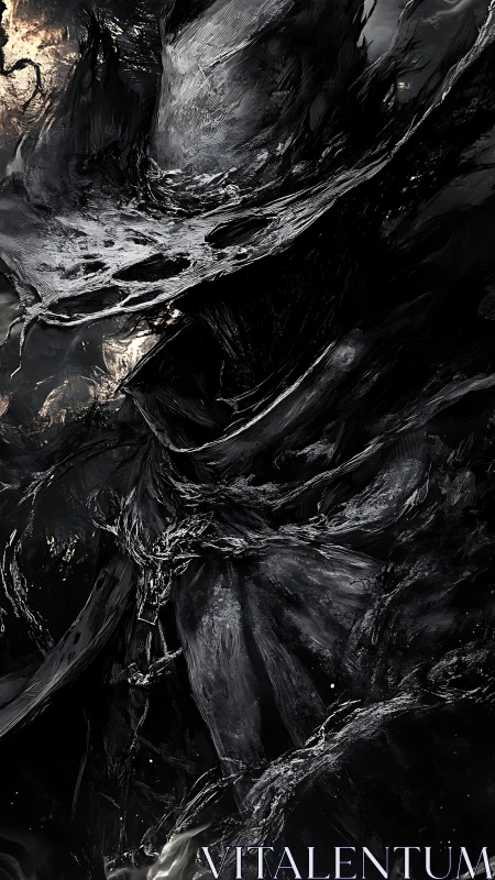 Turbulent void topology with filamentary obsidian vortices.