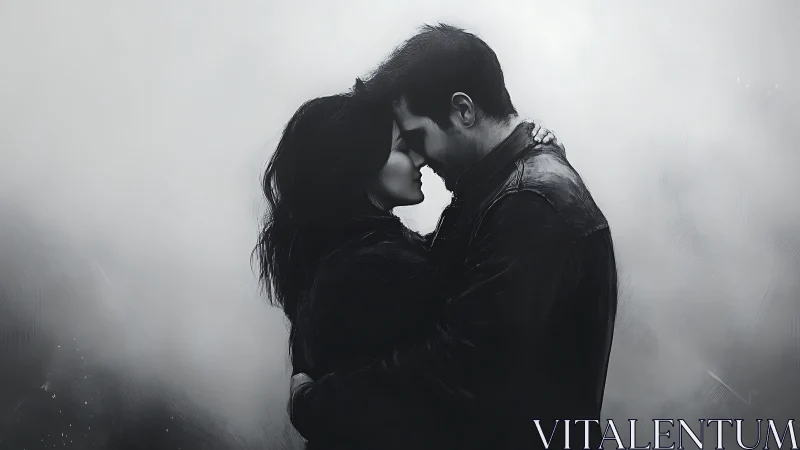 Intimate Moment Between Two People in Misty Atmosphere