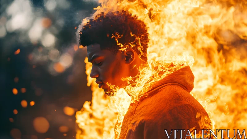 Portrait Ablaze with Inferno's Radiant Embrace.