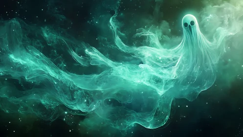 Spectral nebula ghost rendered as fluid volumetric plasma.