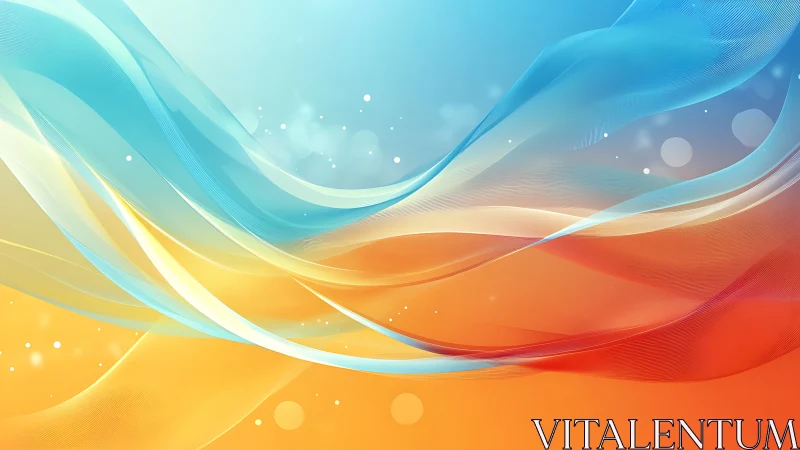 Fluid color waves blend warm orange and cool cyan gradients.