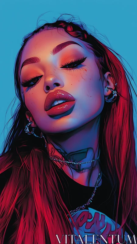 Neon-lit rebel tilts her glossy gaze toward tomorrow