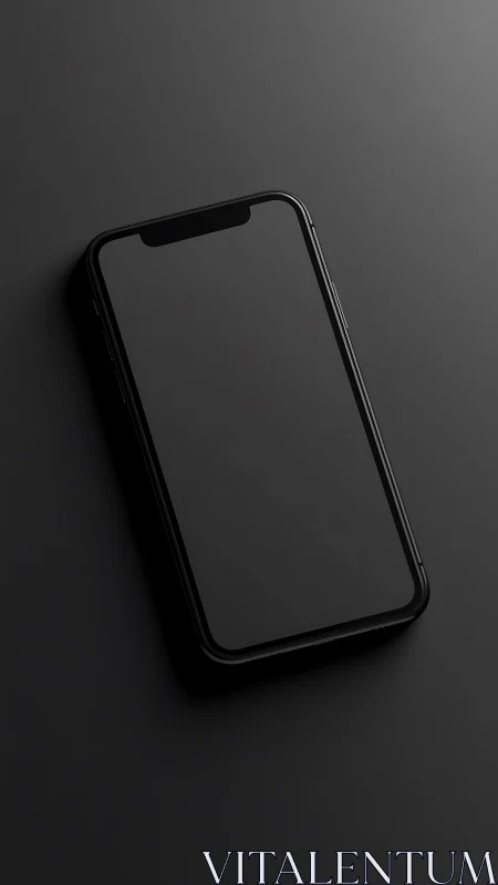 Black smartphone on dark surface with soft shadows