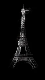 Steel-laced Eiffel silhouette etches moonlit lines in void