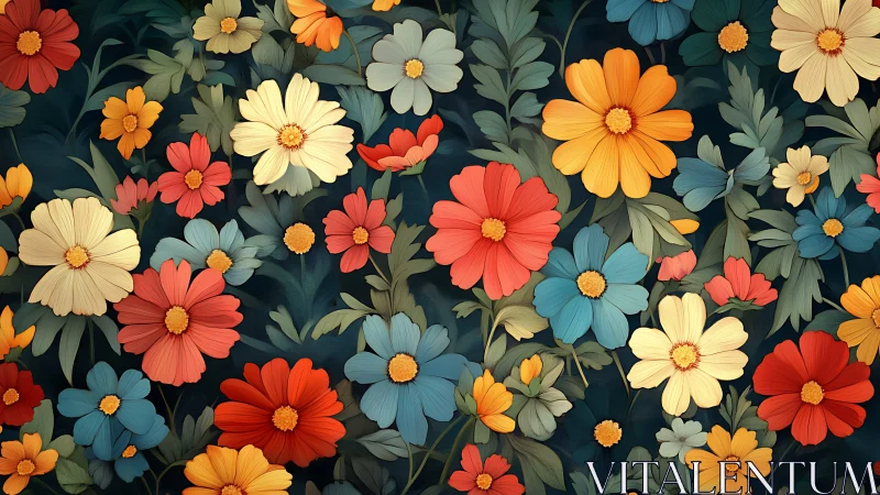 Vibrant Daisy Garden with Layered Petals in Rich Colors