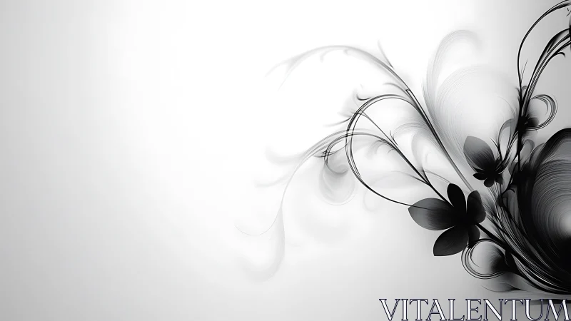 Monochrome vector floral swirl with high contrast radial gradients