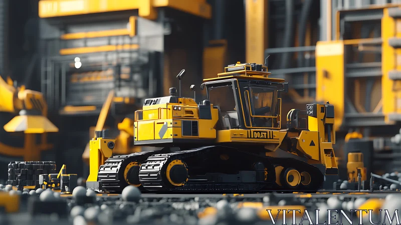 Industrial crawler bulldozer rendered in high-detail 3D scene