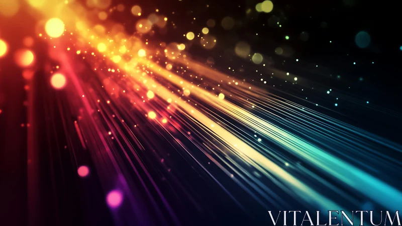 Colorful Abstract Light Streaks with Bokeh Effect, Digital Art.