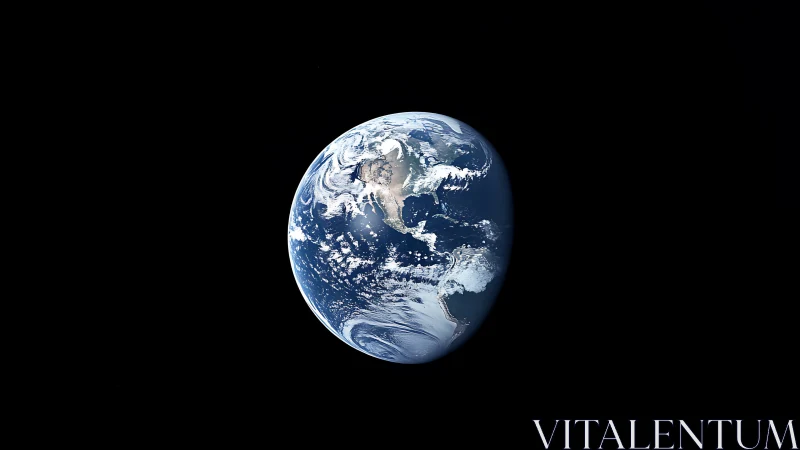 Solitary blue Earth drifting like a marble in deep space.