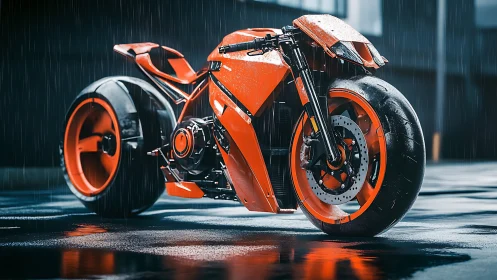 Rain-slick neon street beast, a razor-bright cyber bike.