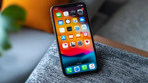 iPhone Home Screen: Vibrant Digital Ecosystem in Gradient Interface.