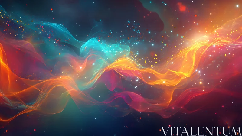 Swirling cosmic ribbons of color drift gently through space