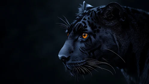 Obsidian Gaze: Black Panther's Amber-Eyed Vigil.