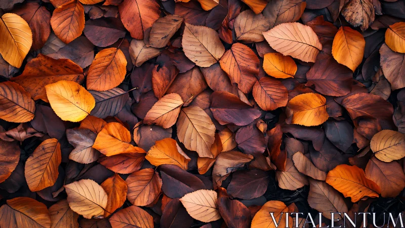 Crisp autumn leaves quilt the forest floor in glowing rusts