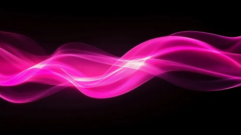 Vibrant magenta light waves curve across deep black field