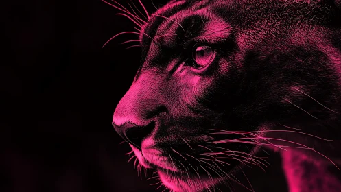 Neon Predator: Magenta Wildcat in Shadow.