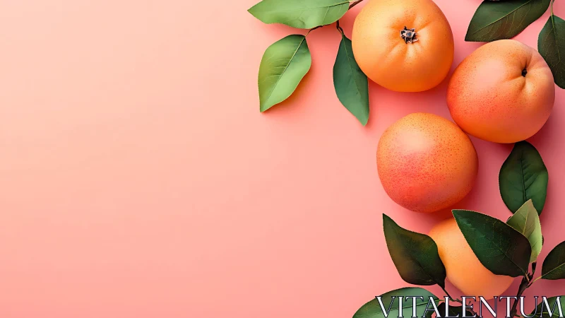 Ripe grapefruit cluster on coral gradient background.