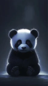 Soft-lit baby panda render with cinematic rim lighting.