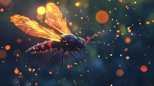 Backlit dragonfly study with bokeh-rich atmospheric field.