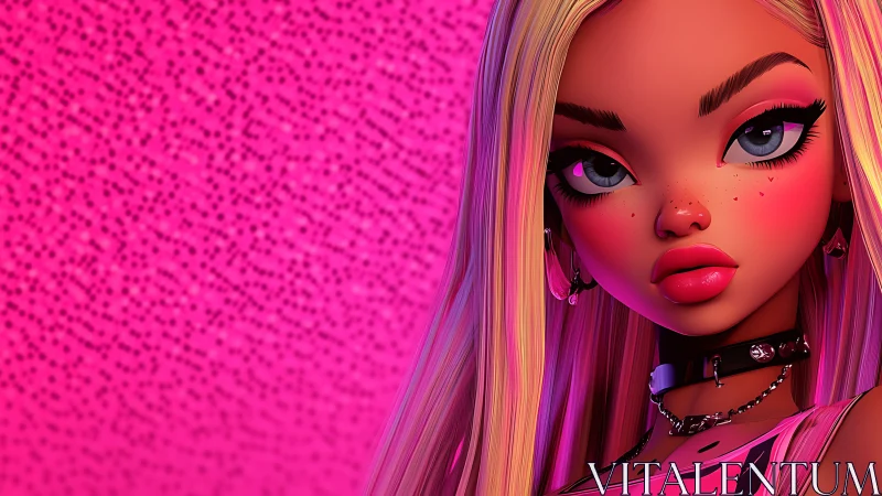 Confident pink-haired beauty glowing with bold attitude.