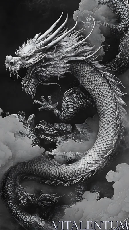 Storm-borne dragon coils through clouds with fierce, vivid grace