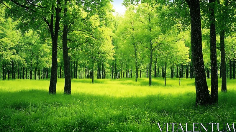 Verdant Forest Clearing: Luminous Woodland Composition.