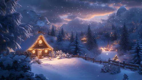 Snow-kissed cottage hums with lantern-lighted winter magic