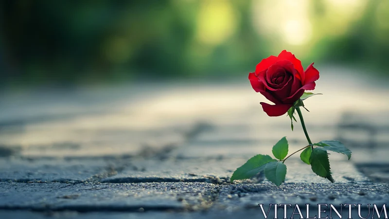 Scarlet Bloom Stands Defiant Against Concrete Indifference