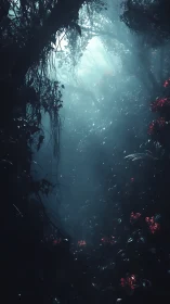 Bioluminescent Cavern Environment: Ethereal Depths