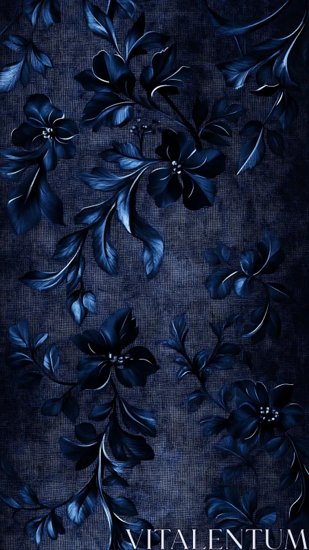 Volumetric Floral Rendering with Metallic Petals on Textured Indigo Surface