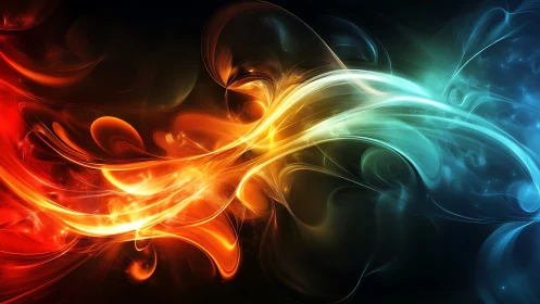 Dynamic Energy Wave: Red and Blue Abstract Light Stream