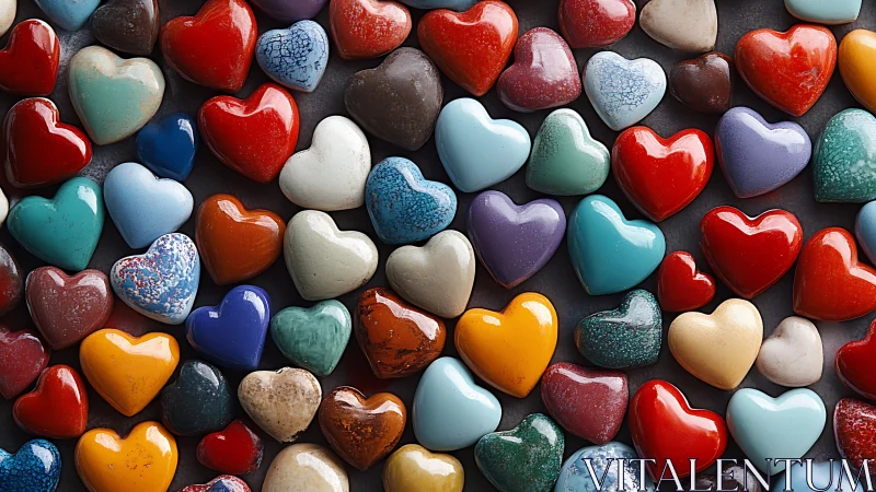 Ceramic Heart Collection: Densely Arranged Still Life.