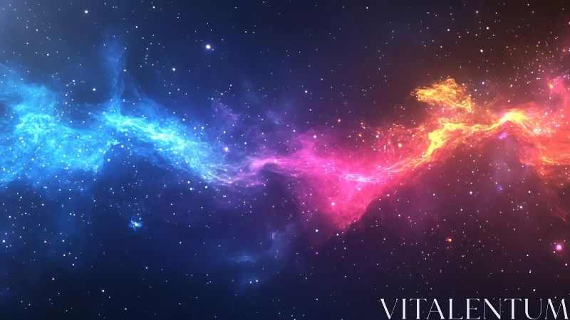 Bicolor cosmic nebula stream splits deep starfield. Period.