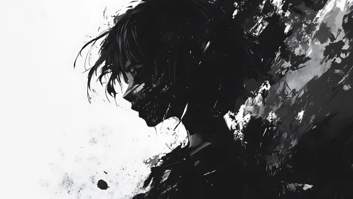 Shadowed silhouette in a storm of expressive ink strokes.