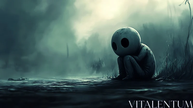 Moonfaced loner curls beneath a storm of quiet fog.