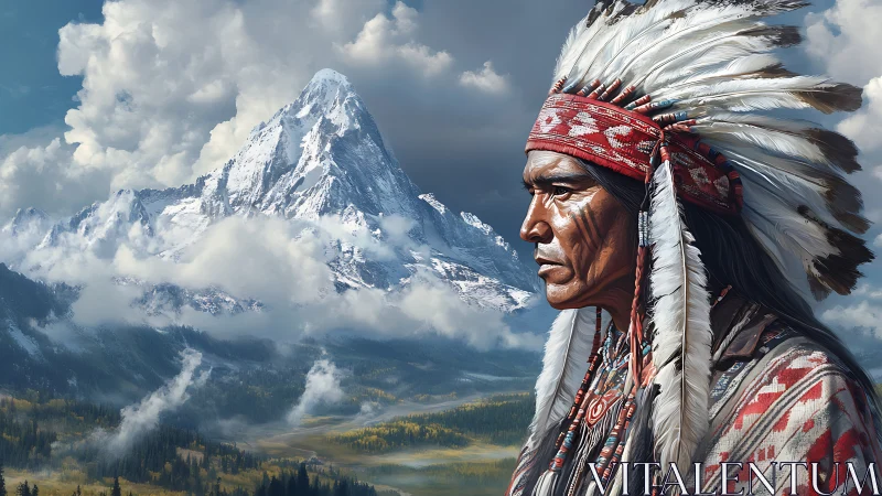 Mountain elder gazes over misty valley in vivid detail.