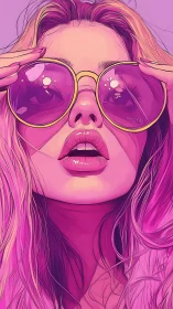 Neon-tinted close-up portrait uses bold contour lines and gradients