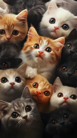 Adorable Kitten Faces Fill This Heartwarming Composition.