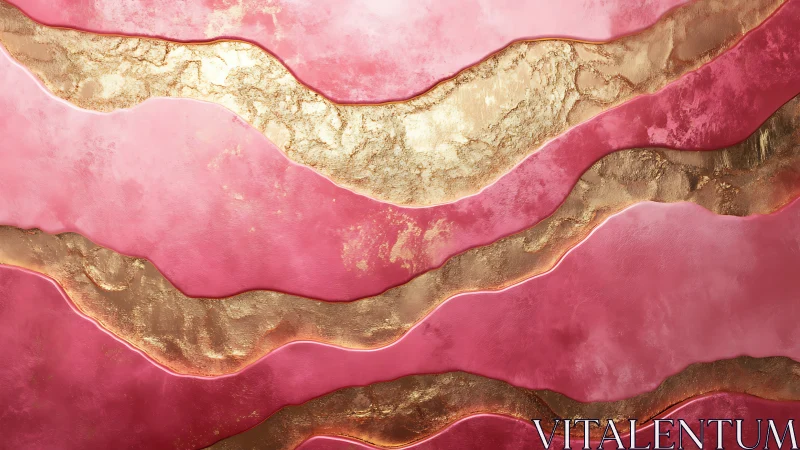 Layered metallic pink strata exhibit high-gloss relief texturing