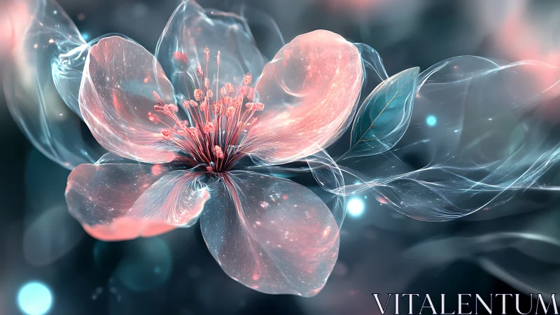Ethereal digital blossom with glowing translucent petals.