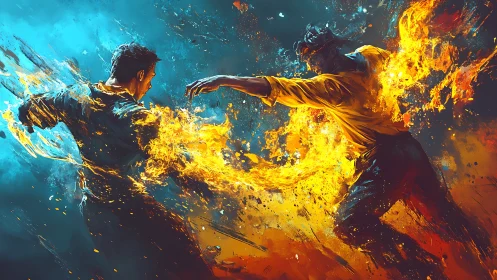 Conceptual Battle with Fire and Ice Elements