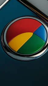 Color-split chrome disk gleams with bold primary sections.