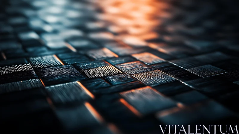 Abstract woven metallic texture with dramatic lighting effect.