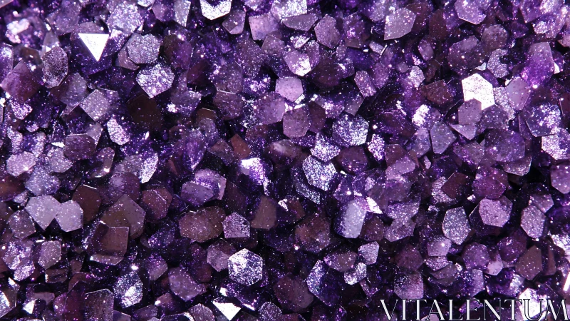 Macro capture of faceted violet glitter particles with specular highlights