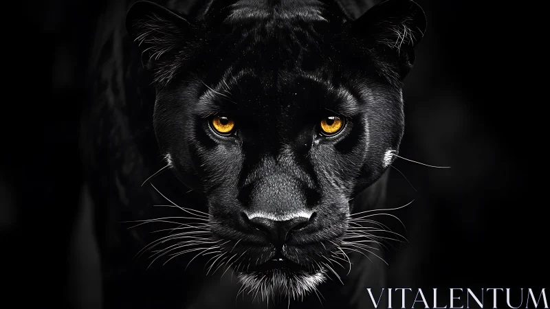 Black Panther's Golden Gaze in Darkness