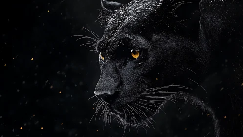 Mysterious Black Panther with Golden Eyes
