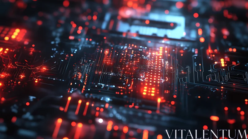 Neon circuit metropolis pulsing with molten digital embers.