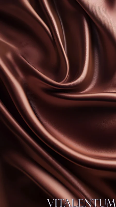 Close-up macro of chocolate brown satin folds with specular sheen